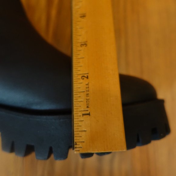 Steve Madden Black Leather Bleeker Platform Lug Chelsea Boot - Picture 4 of 6